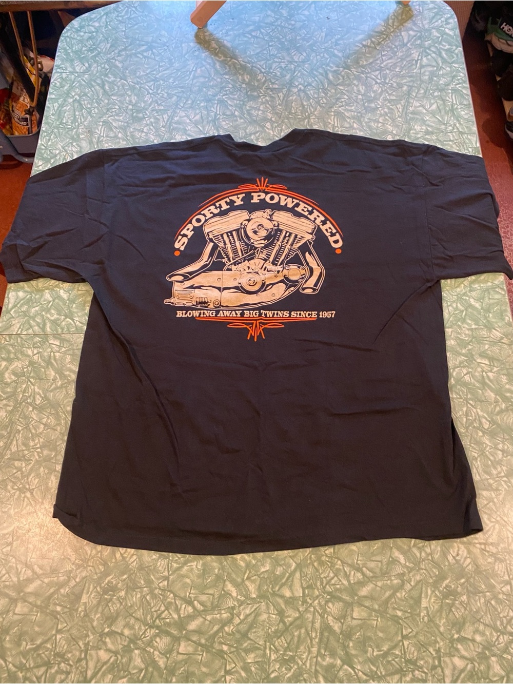 Nice Men’s Black 2XL Lowbrow Customs “Sporty Powered” Sportster Chopper T Shirt